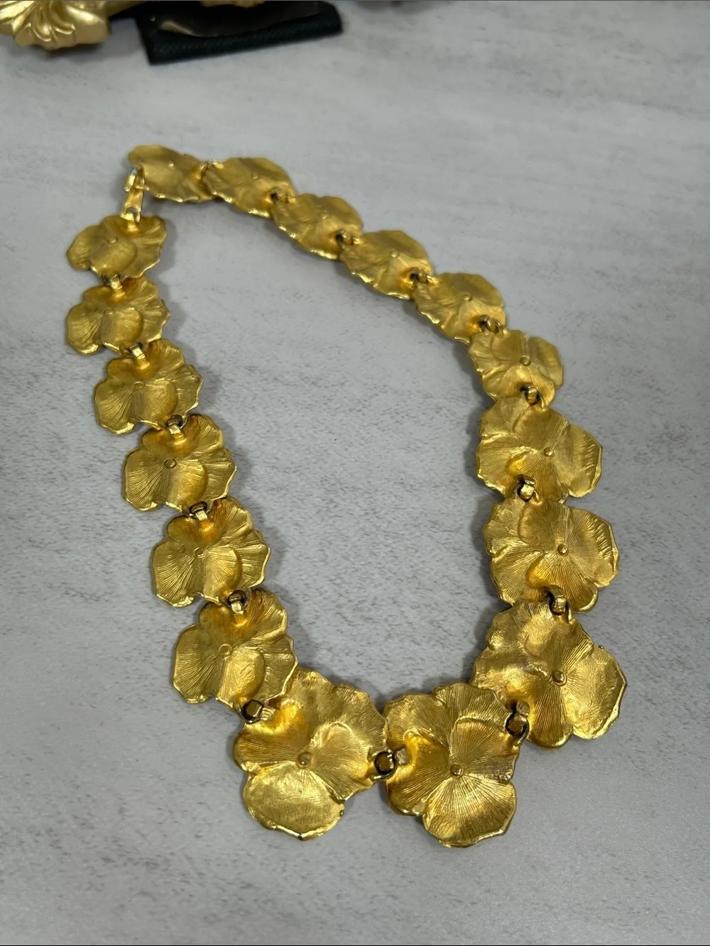 Vintage Gold Floral Statement Necklace